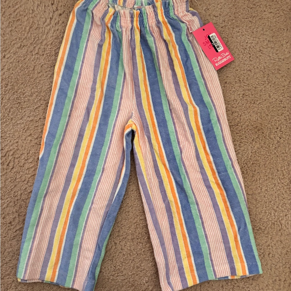 Ruffle Butts Multicolor Striped Terrycloth Pants - size 4T